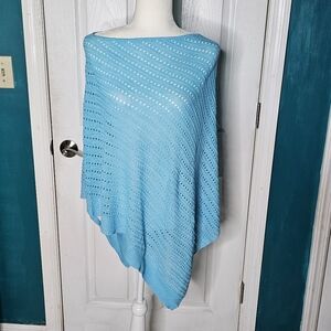 J Jill Asymmetrical Blue Sweater Cape NWOT